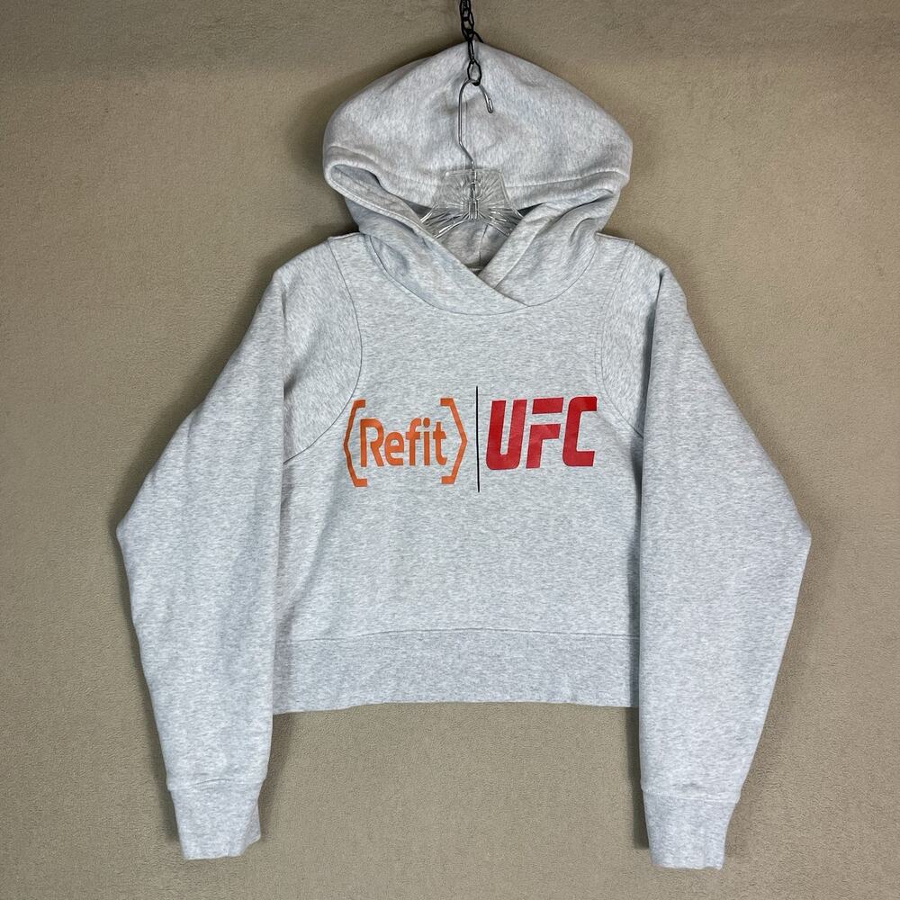 Lululemon‎ Hoodie Womens 6 Gray Longeful Cropped UFC Print Pullover Sweatshirt